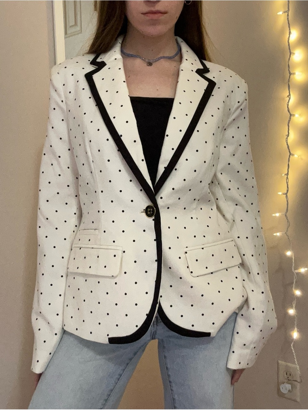Black and Cream Polka Dot Blazer